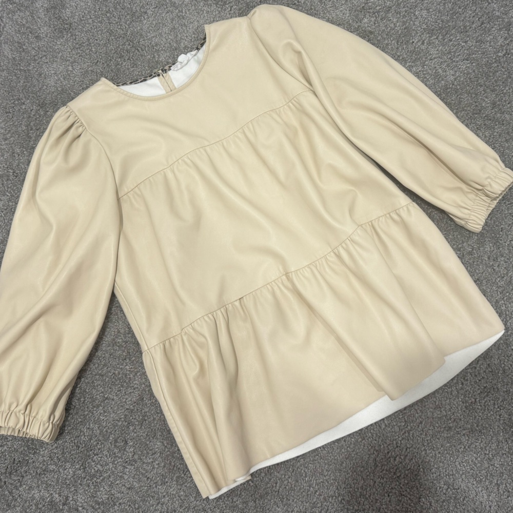 THML Cream Vegan Leather Top - Medium